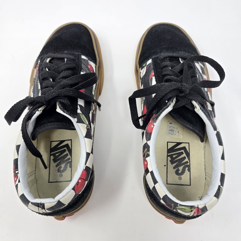 Vans Old Skool Platform Cherry Checkerboard Gum Sole Sneakers Womens 5.5 Black - Picture 10 of 16